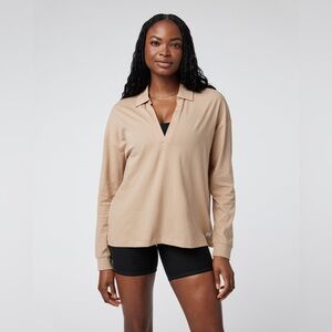 Vuori Long Sleeve Sutton Relaxed Polo in Coconut